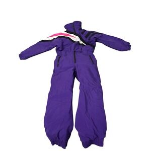 80'S PROFILE Ski Suit Womens One Piece Snowsuit Snow Bib Retro Purple Sz Large